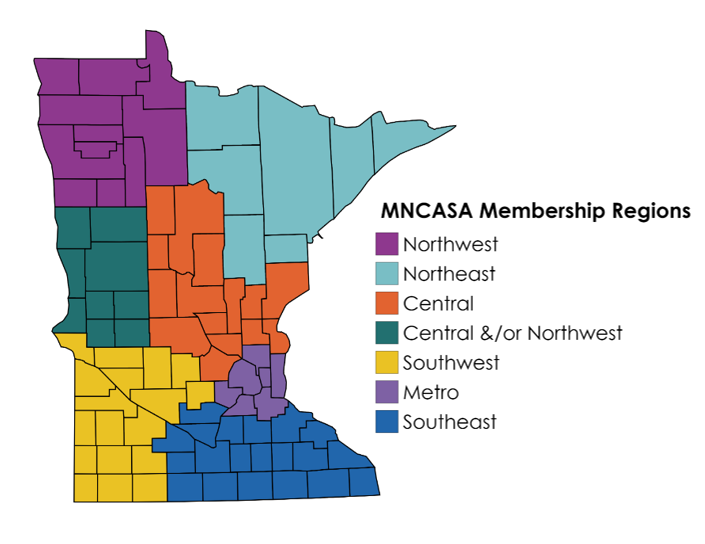 Map of Minnesota divided into regions.